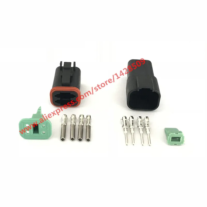 Conjuntos de Vias Dt064s Dt04-4p dt Preto à Prova Impermeável Água Conector Elétrico Fêmea Macho Plugue Automotivo para Deutsch 20