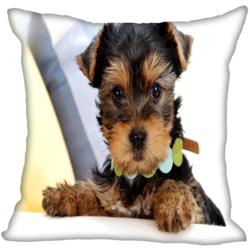 

Cute Two Yorkshire Terrier Red Cloth Pillow Cases 18 x 18 inch Excellent Quality Soft PillowcaseOne Side