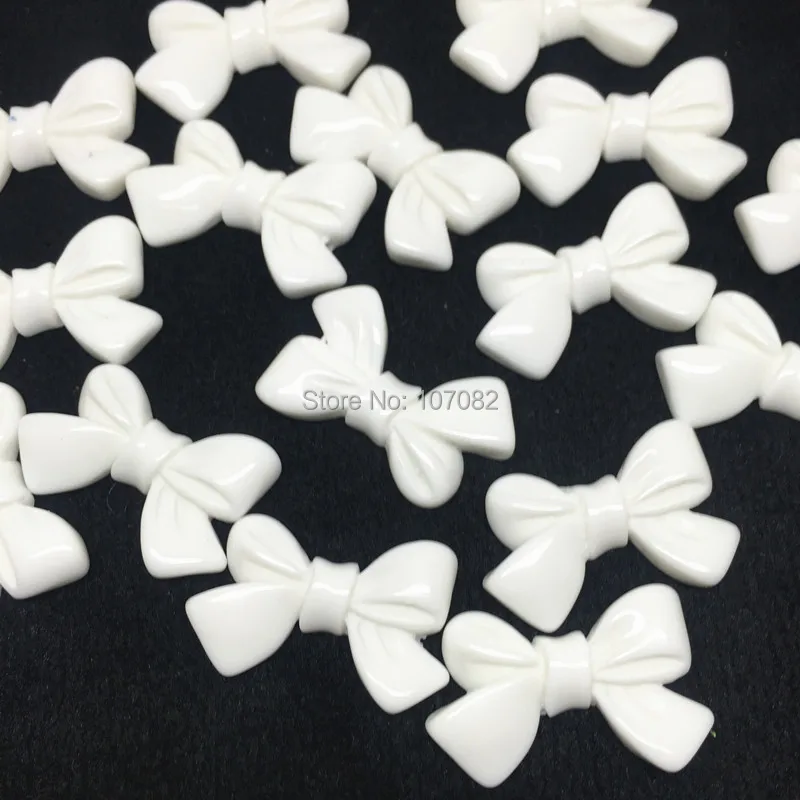 

50pcs White 25x16mm Resin Bow Flatback Cabochons Embellishments Crafts Scrapbooking Cardmaking