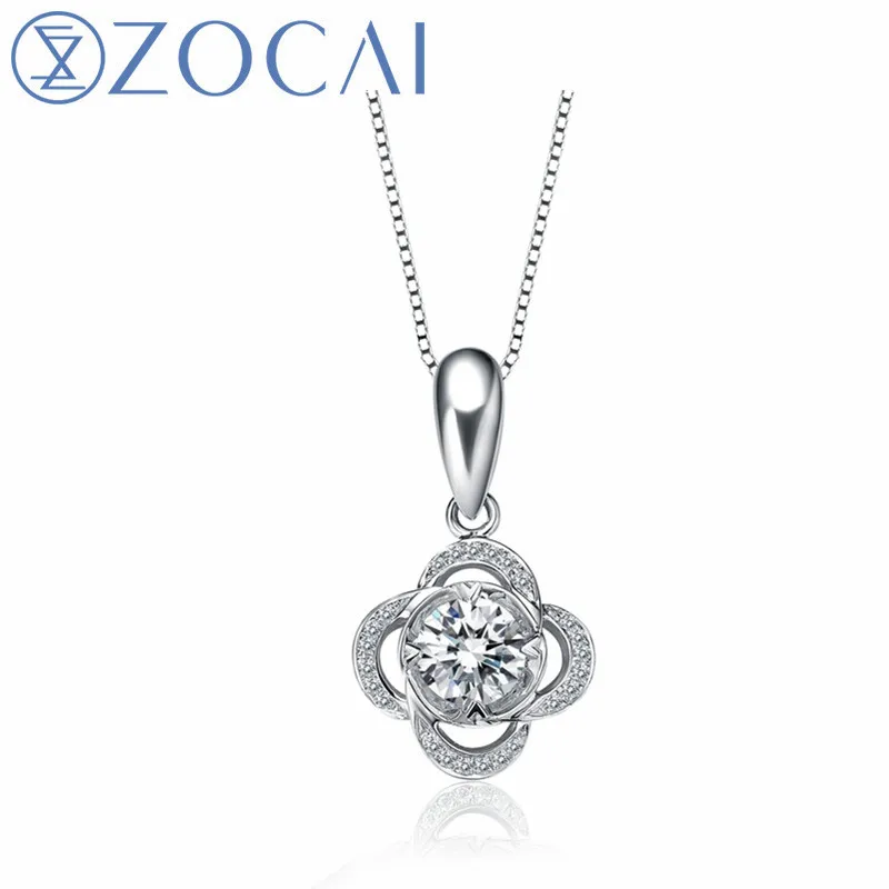 

ZOCAI Brand Real Natural 0.35 CT Certified Diamond Pendant White 18K gold (AU750) 925 Silver Chain Gift Necklace D02558