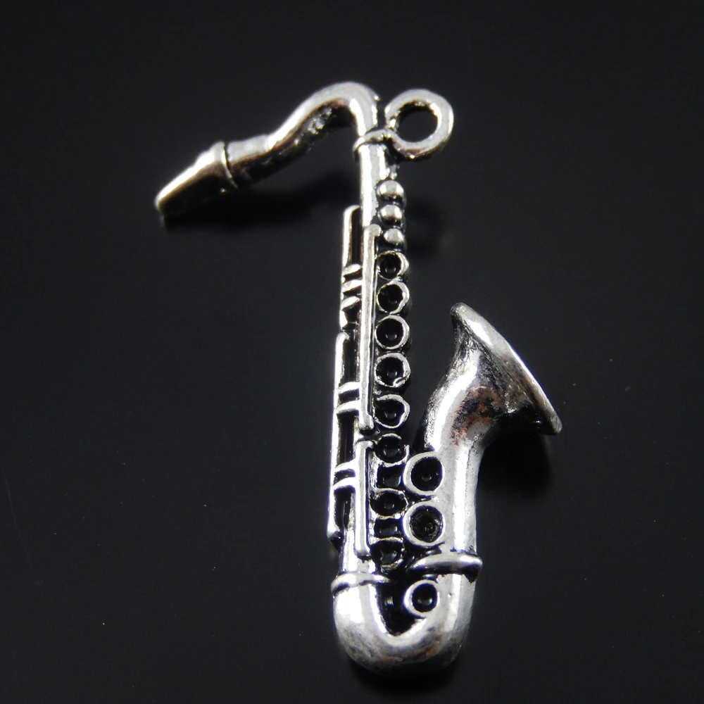20 шт./лот модное музыкальное ожерелье Sax подвеска хит продаж винтажные Серебряные