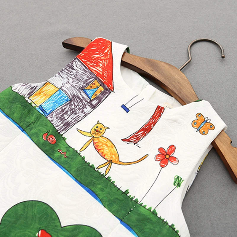 Летнее платье для девочек маленьких с героями мультфильмов милое жаккардовое