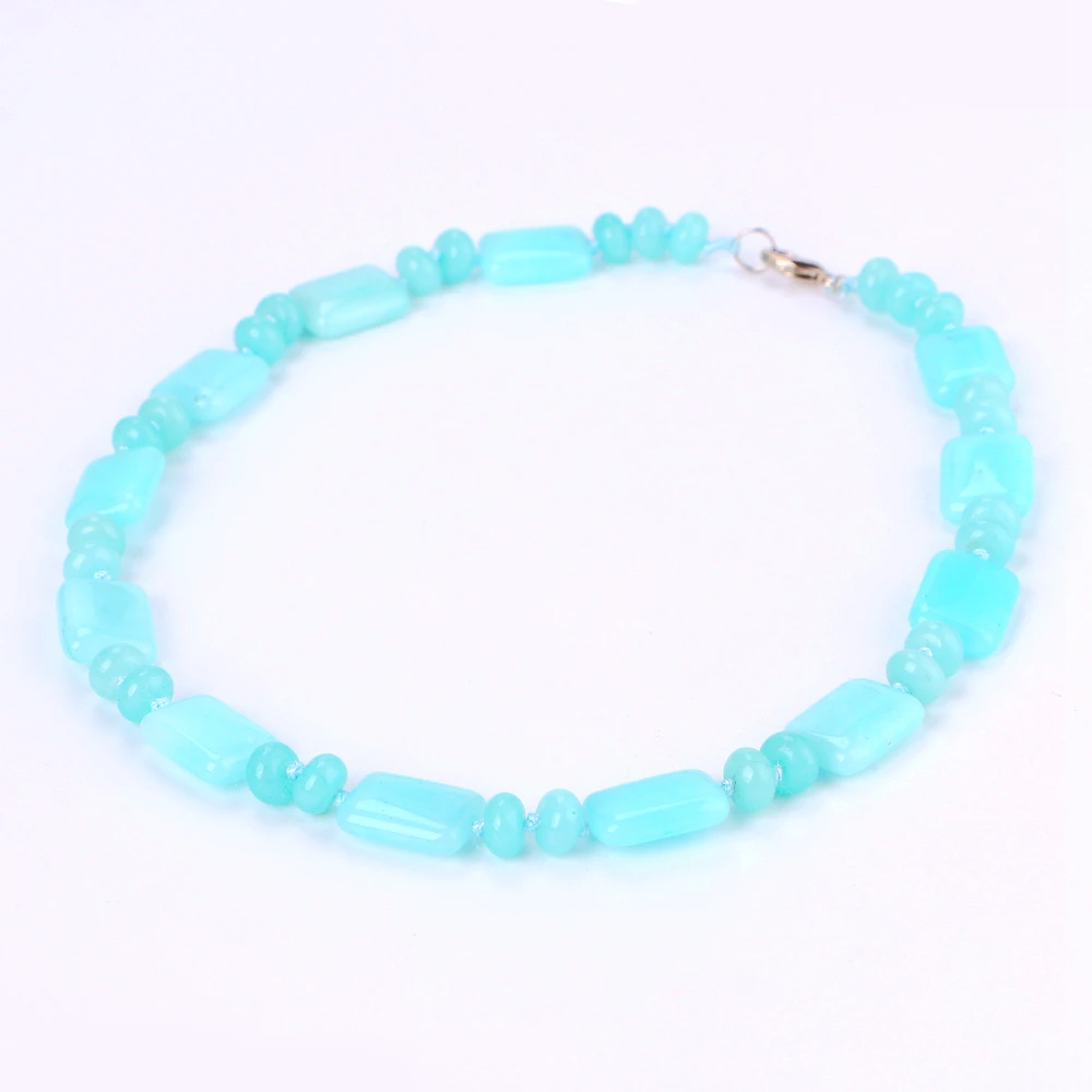 Yumten Аквамарин Мощность ожерелье квадратный натуральный камень кристалл для