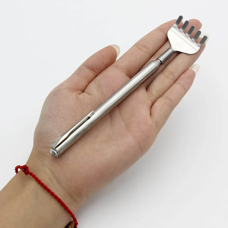 

Back Scraper Portable Adjustable Pen Stainless Steel Telescopic Clip Extendable Back Scratcher Telescopic Scratch Your Back Tool