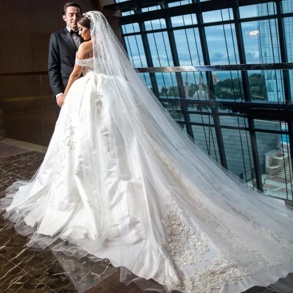 Роскошное мусульманское свадебное платье Vestido De Noiva бальное с открытыми плечами