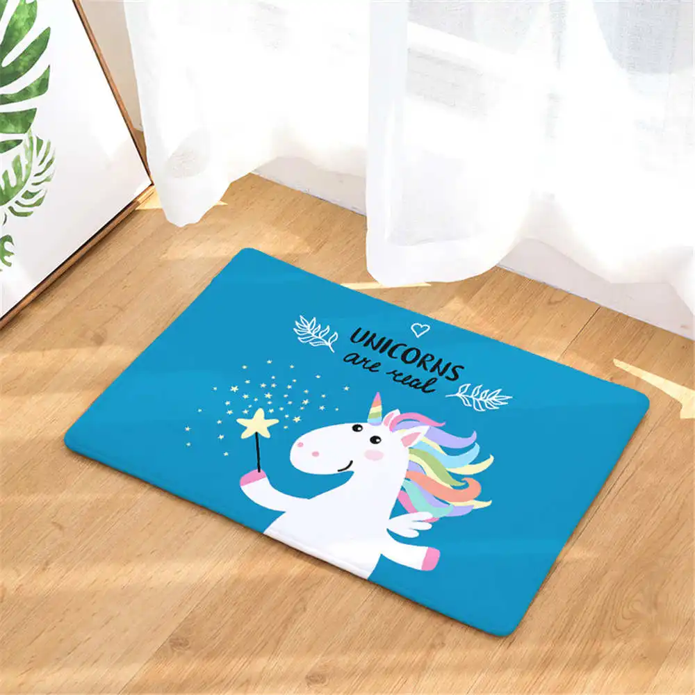 Мультяшный черный ковер с единорогом коврики из пены эффектом памяти фланелевый
