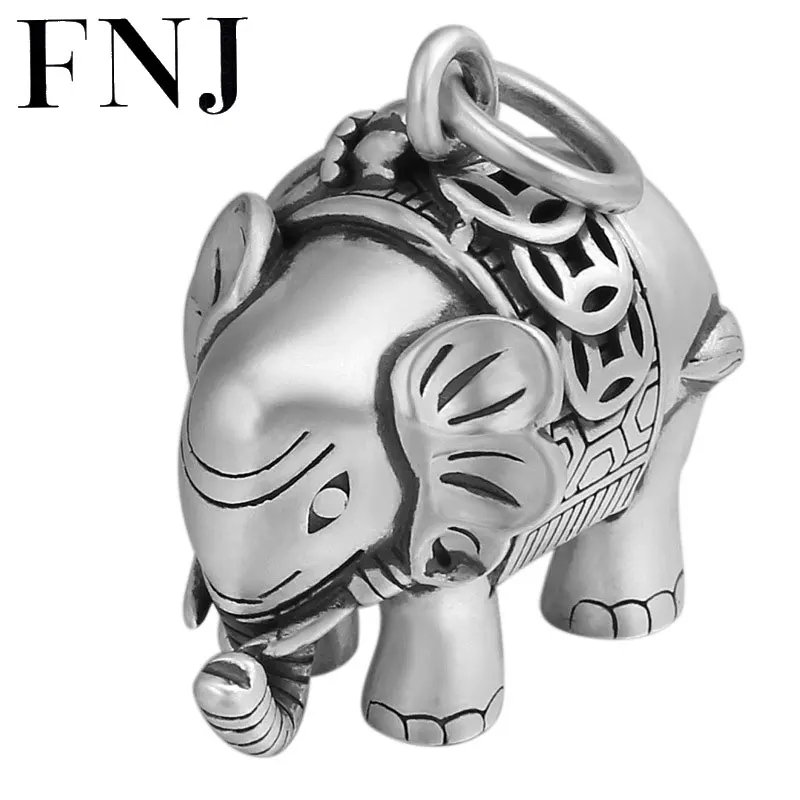 

FNJ 925 Silver Elephant Pendant Fashion Lucky Animal Punk Hang Original Pure S925 Thai Silver Pendants for Women Jewelry Making