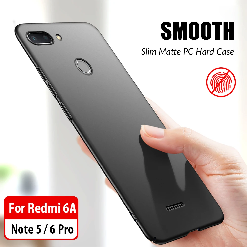 Smooth Phone Case For Xiaomi Redmi 6 6A Note 5 Full Cover Shockproof Hard PC Pro Matte Slim |