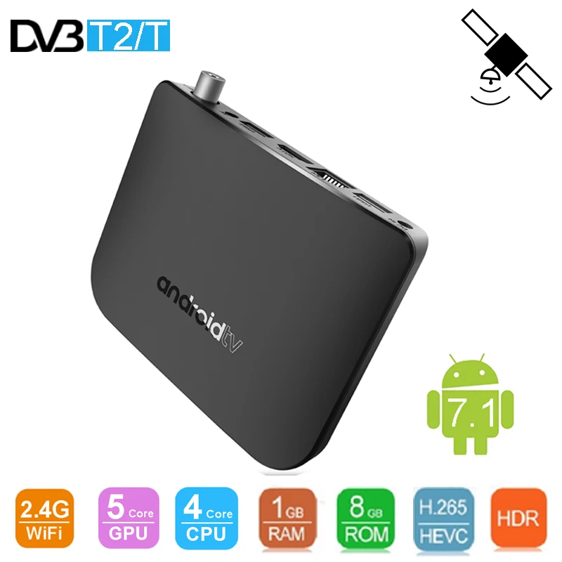 M8S плюс DVB T2/T Android ТВ Box Amlogic S905D 4 ядра 1 ГБ 8 Wi Fi HD 1080 P Set top спутниковый приемники Media
