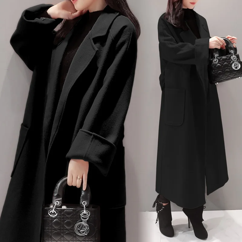 Весенне-осеннее Новое Женское корейское свободное тонкое шерстяное твидовое