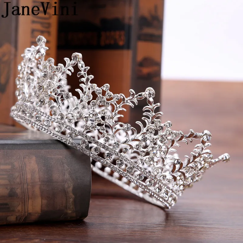 JaneVini 2018 свадебные тиары и короны в стиле барокко роскошные серебряные украшения