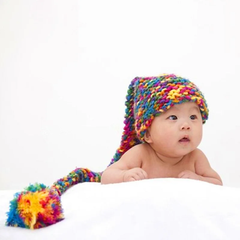 Newborn Baby lovely Long Hat Photography Props Infant s Knit Costume Handmake Manual Cotton Warm Gift Props Souvenir 0-3Months