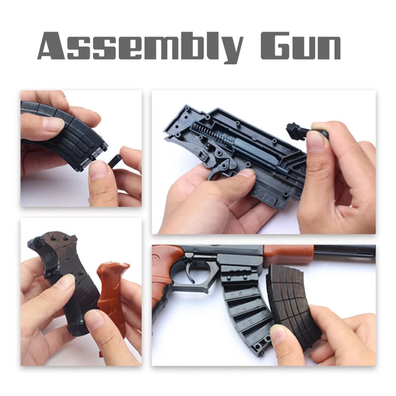 AK 47 сборки Игрушка винтовка пистолет ABS Пластик DIY строительные блоки 3D