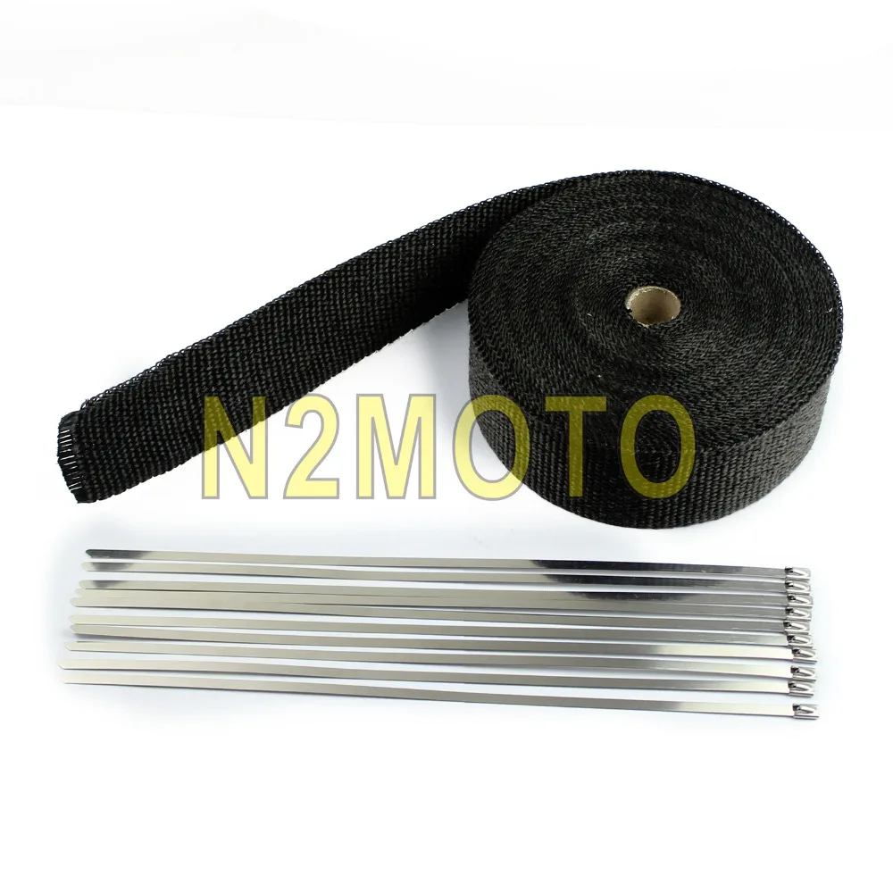 Черный стекловолокно 15 метров глушитель выхлопной трубы рулон деформации 1000F