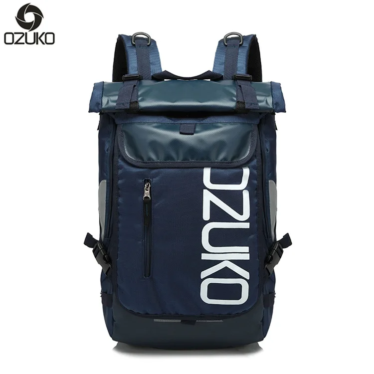 OZUKO 8020, мужской рюкзак, сумка для ноутбука, повседневные школьные рюкзаки для подростков, большая вместительность, водонепроницаемый, Mochila, дорожная сумка - Цвет: blue