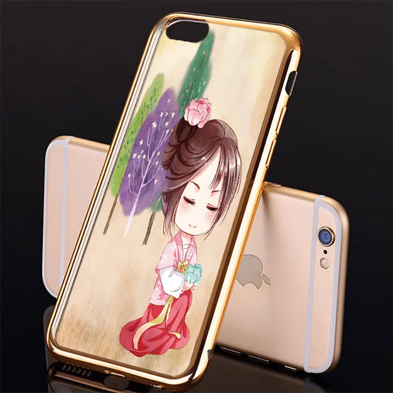 Lotezly для iPhone 6 покрытие TPU телефон Shell случаях мультфильм молодая девушка (взять 7