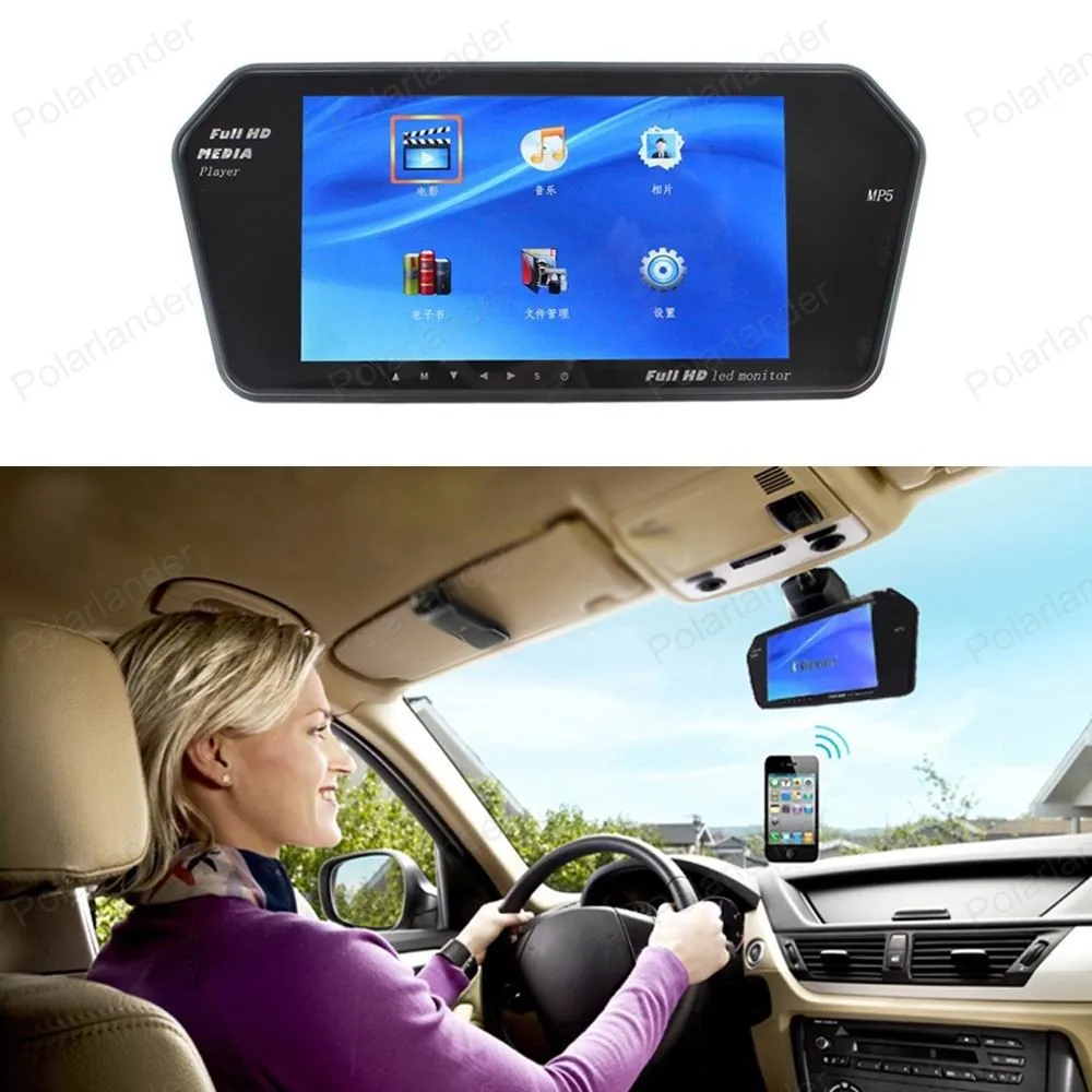 

Hot sale bluetooth mirror mp5 Monitor +long plate night vsion Rearview Camera +wireless transmitter receiver kit