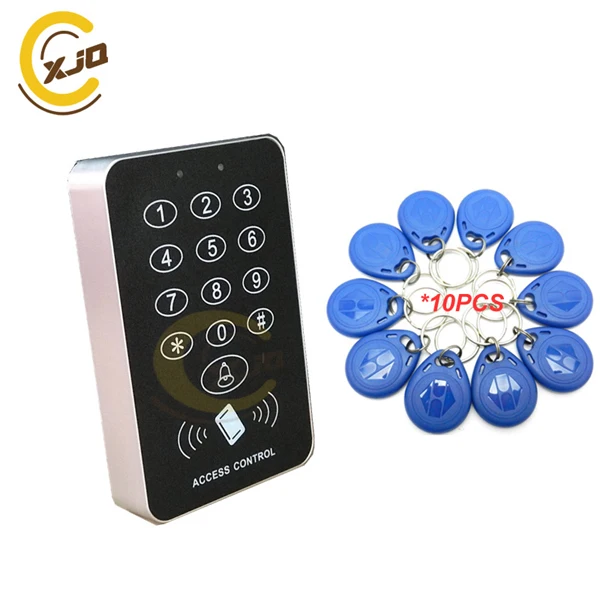 Keypad with 10 tags XJQ RFID Клавиатура система контроля допуска к двери комплект Электрический магнитный электронный дверной замок+ блок питания+ 10 шт брелоков полный комплект - Цвет: Keypad with 10 tags