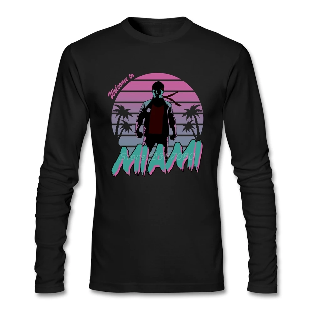 Рок н Майами T рубашка из хлопка с длинными рукавами и круглым вырезом мужские