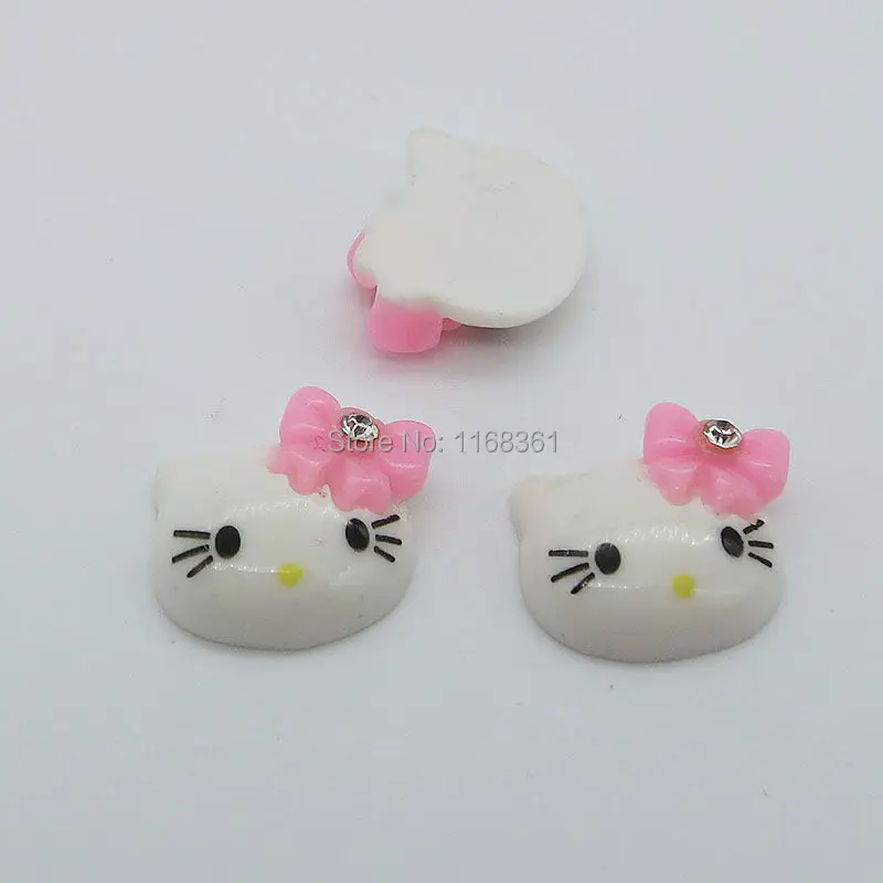 1 шт./лот полимерная плоская задняя сторона кошка со стразами светло розовый бант