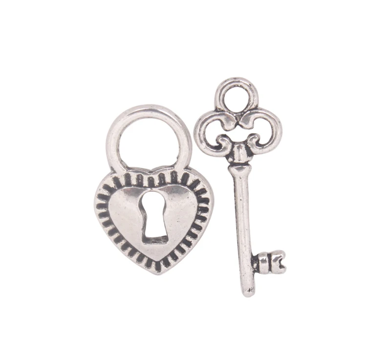 30 комплектов старинного стиля металлический ключ сердце замок Подвески|lock