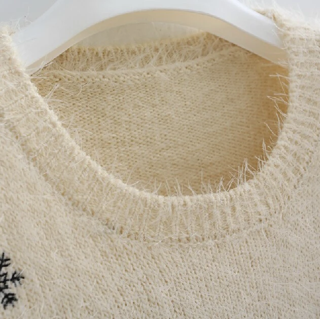 Christmas gift sweater women 2015 winter mohair pullover deer snowflakes M4 | Женская одежда