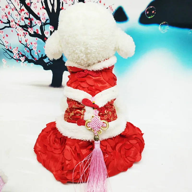 Pet Dog Cloth Winter Warm Cotton Clothes China Style Costume for Christmas New Year Fashion Tang Suit Pets Clothing | Дом и сад