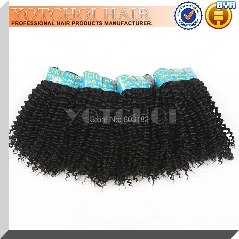 Yotchoi beauty forever peruvian virgin hair natrual color 4pcs/lot 100% human kinky curl |