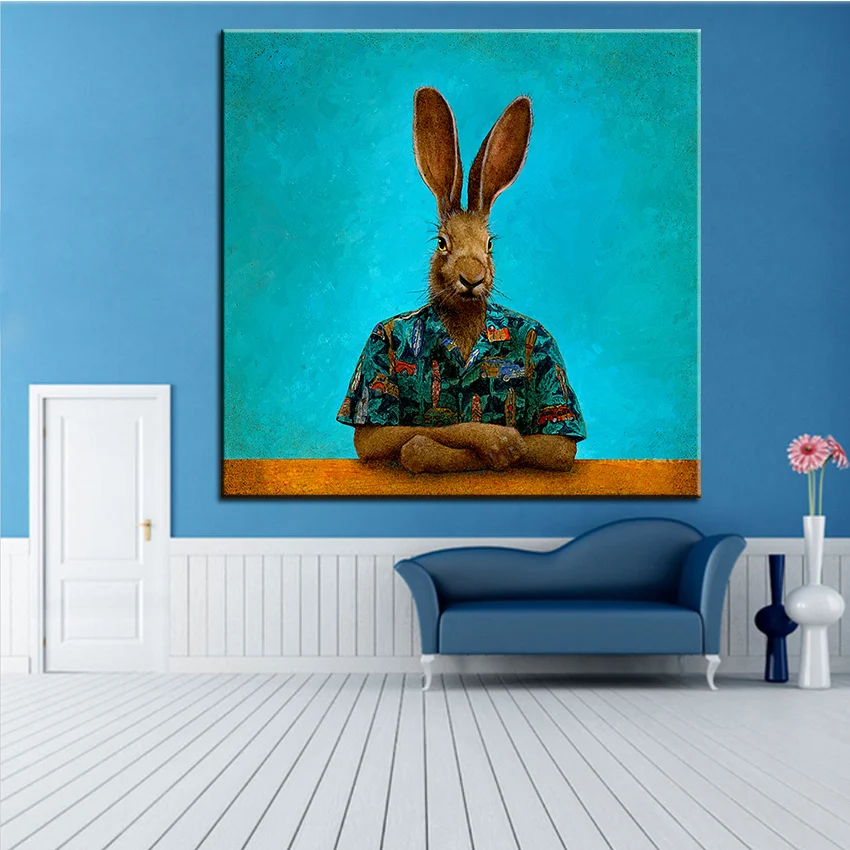 

Large size Printing Oil Painting the hare shirt Wall painting Wall Art Decoration Picture For Living Room painting No Frame