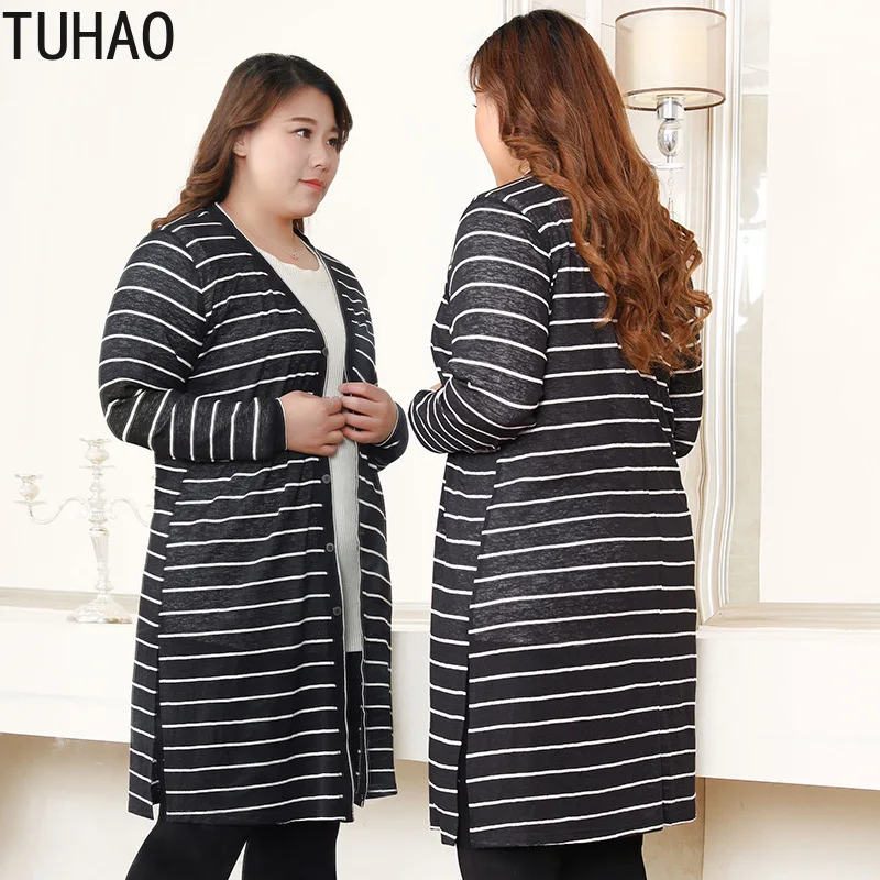 Женский трикотажный тренчкот TUHAO размера плюс 10XL 8XL 6XL женские пальто среднего