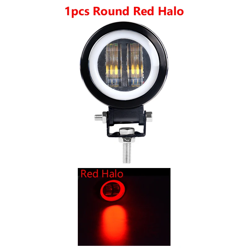 1 pcs round red 3 дюймов Светодиодная рабочая фара c светильник бар 7D объектив красные, синие угол глаза Точечный светильник круглый 12V 24V луч света головной светильник для УАЗ 4x4 4WD ATV SUV UTV по бездорожью - Цвет: 1 pcs round red