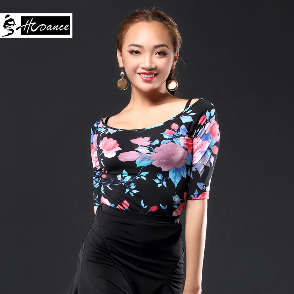 2018 New Brand 2 Colors Latin Dance Dress For Women Floral Salsa Rumba Cha flamengo Ballroom Practice Top Sale A1047 | Тематическая