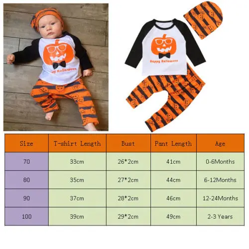 2018 Infant Baby Boy Girls Pumpkin Halloween Costume Clothes T Shirt Striped Pants Leggings Autumn Set Outfit | Детская одежда и