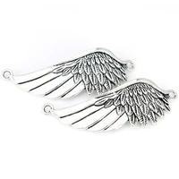 5pcs antique silver plated angel wings charms connector pendants for bracelet necklace jewelry making diy craft handmade 59x22mm