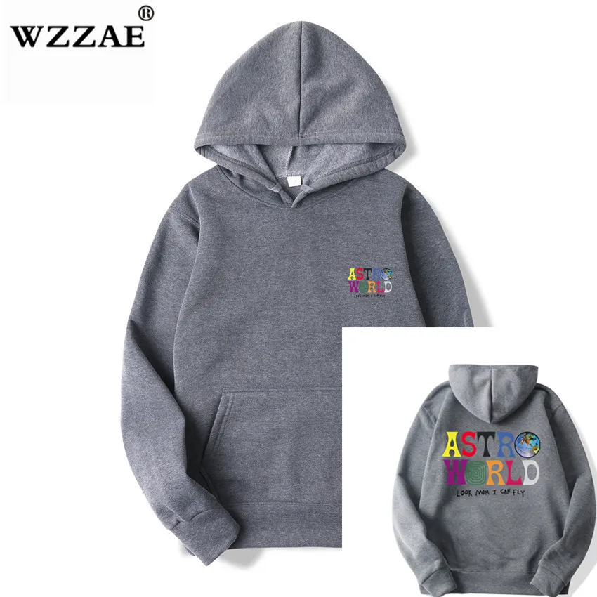 Трэвисс Скотт ASTROWORLD WISH YOU WAS HERE толстовки модные буквы ASTROWORLD Толстовка уличная Мужская Женская пуловер Толстовка - Цвет: Dark Gray