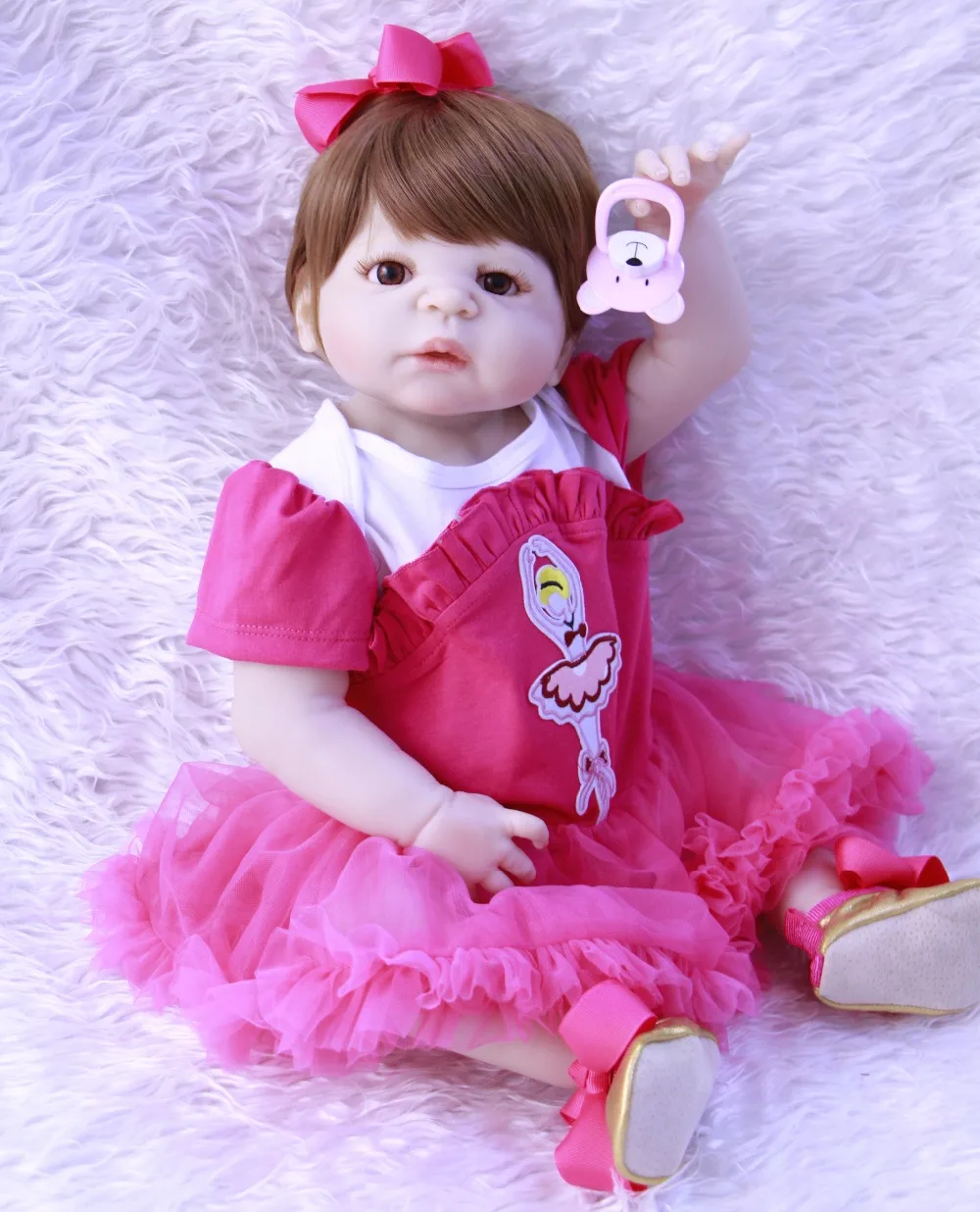 Boneca 55 см куклы Bebe Reborn для девочек Реалистичная силиконовая кукла модное красное