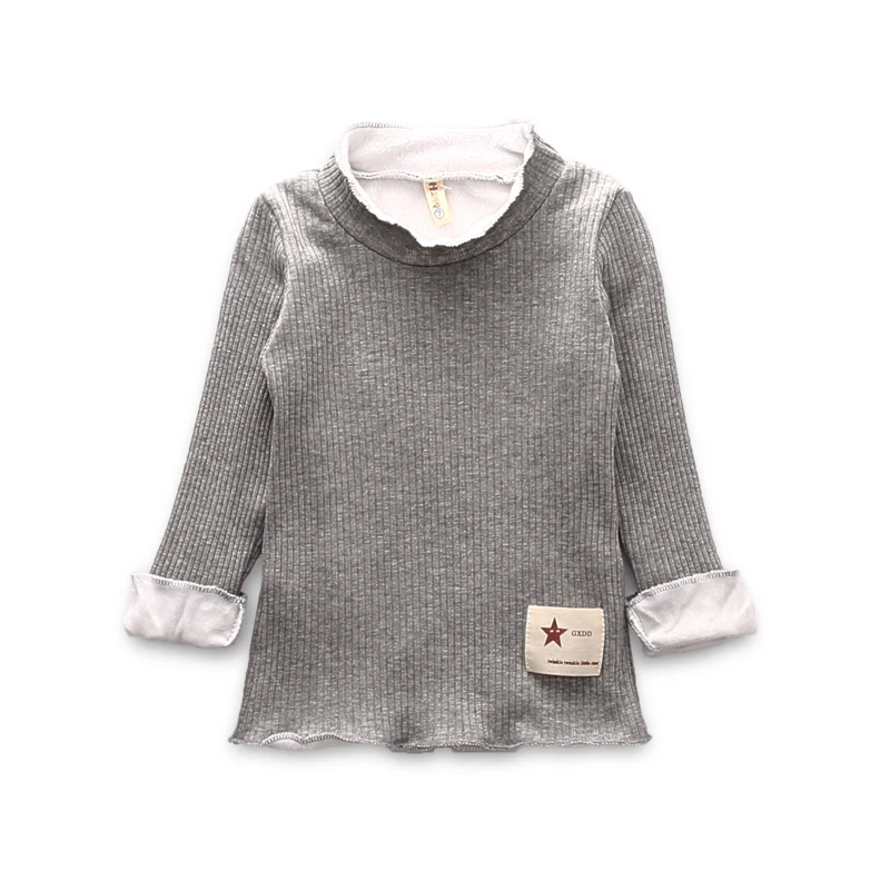 Зима-осень Одежда для девочек Водолазка пуловер Повседневные детские толстые