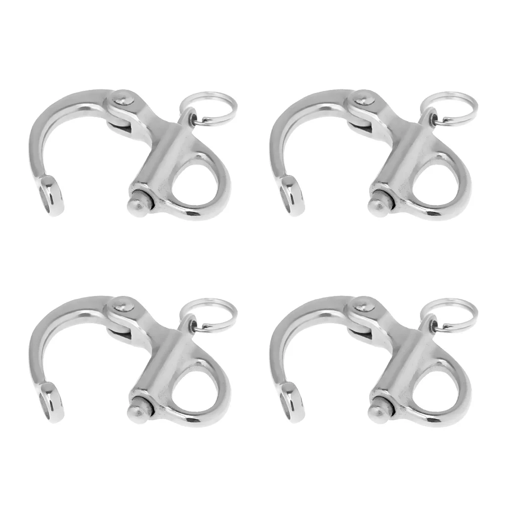 (Pack of 4) 304 Stainless Steel Fixed Bail Snap Shackle For Kayak Boat Yacht 5.2x2.8cm Rafting Sailing Accessory | Автомобили и