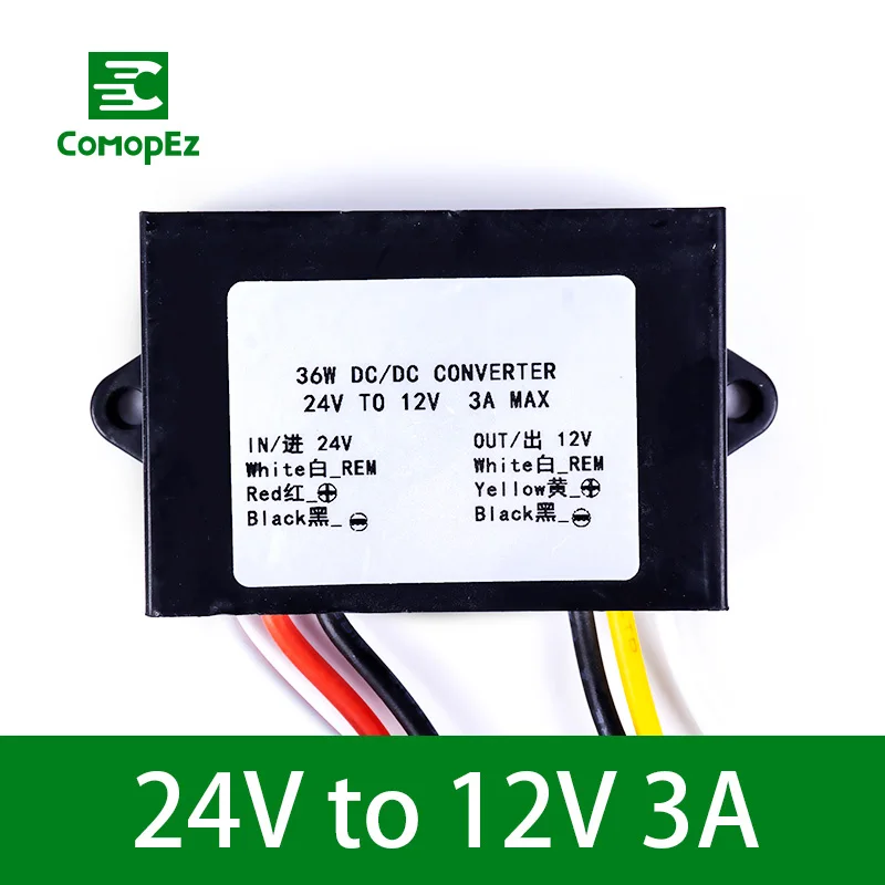 24V to 12V 3A 24 В до 12 В 3A 5A 8A 10A 12A Вт конвертер постоянного/переменного тока, 120W понижающий Напряжение Регулятор 24 вольт постоянного тока 12 вольт понижающий модуль для грузовых автомобилей по ограничению на использование опасных материалов в производстве - Цвет: 24V to 12V 3A