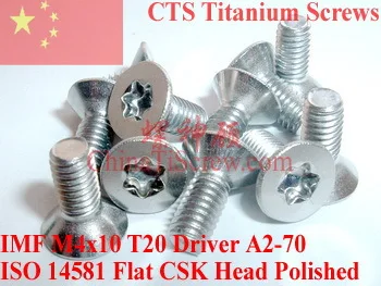 ISO 14581 винты из нержавеющей стали M4x10 Torx T20 драйвер с плоской головкой CSK A2 70