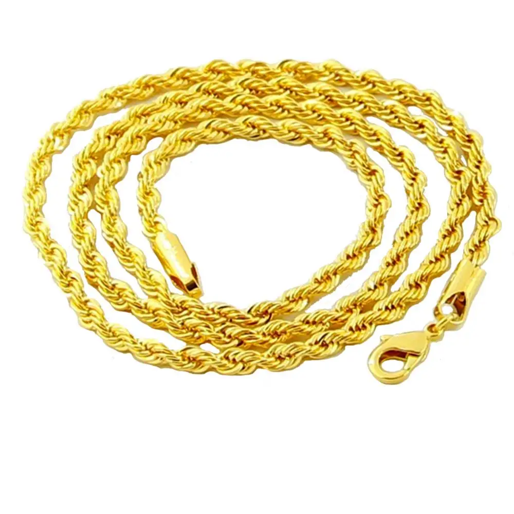 Модное мужское ожерелье из желтого золота 24 к с искусственными звеньями Мужская