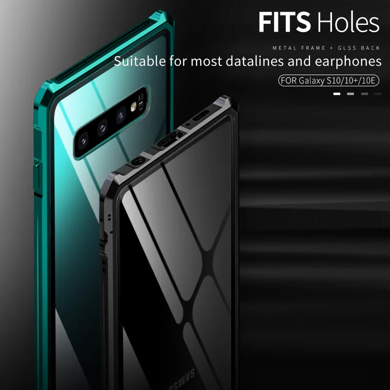 Luxury Tempered Glass Case For Samsung Galaxy S10 Aluminum Metal Frame Bumper Protection Cover Plus S10E | Мобильные телефоны и