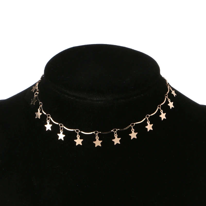 Женское короткое ожерелье со звездами и блестками|Цепочки| |