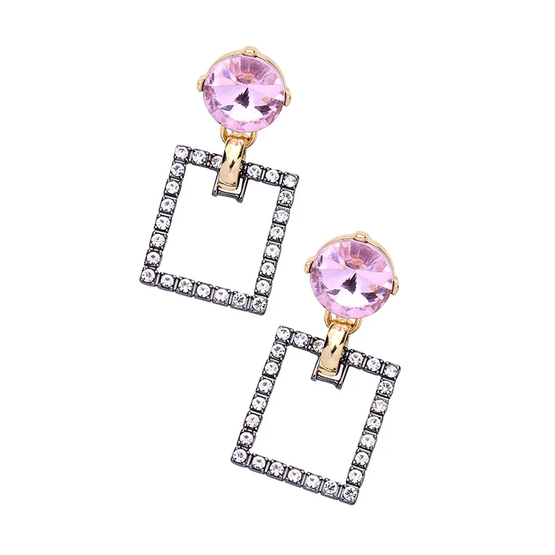 Luna Чао геометрический Винтаж металлические серьги проложить Кристалл Rhinestone