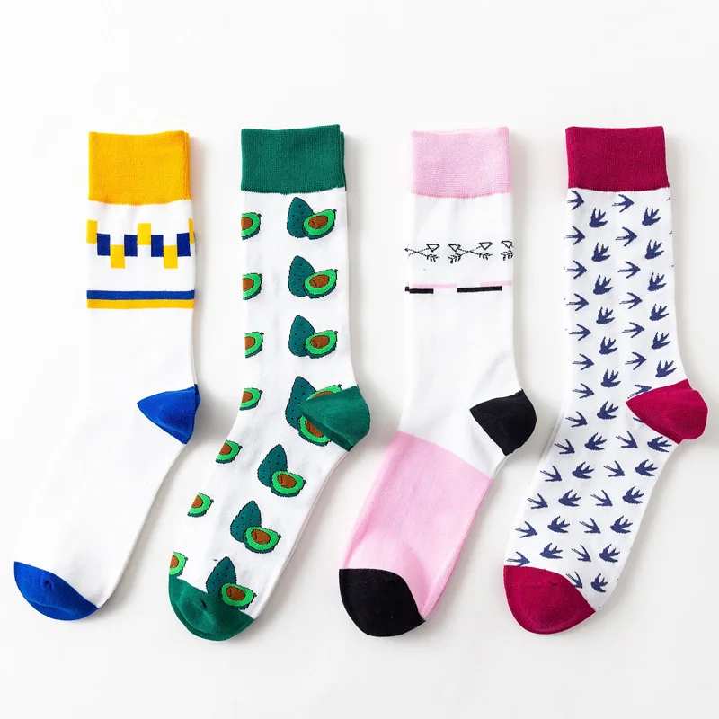

Happy Socks Women Floral Wedding Gift Funny Street Hip Hop Breathable Dress Cartoon Combed Cotton Design Harajuku Unisex Socks