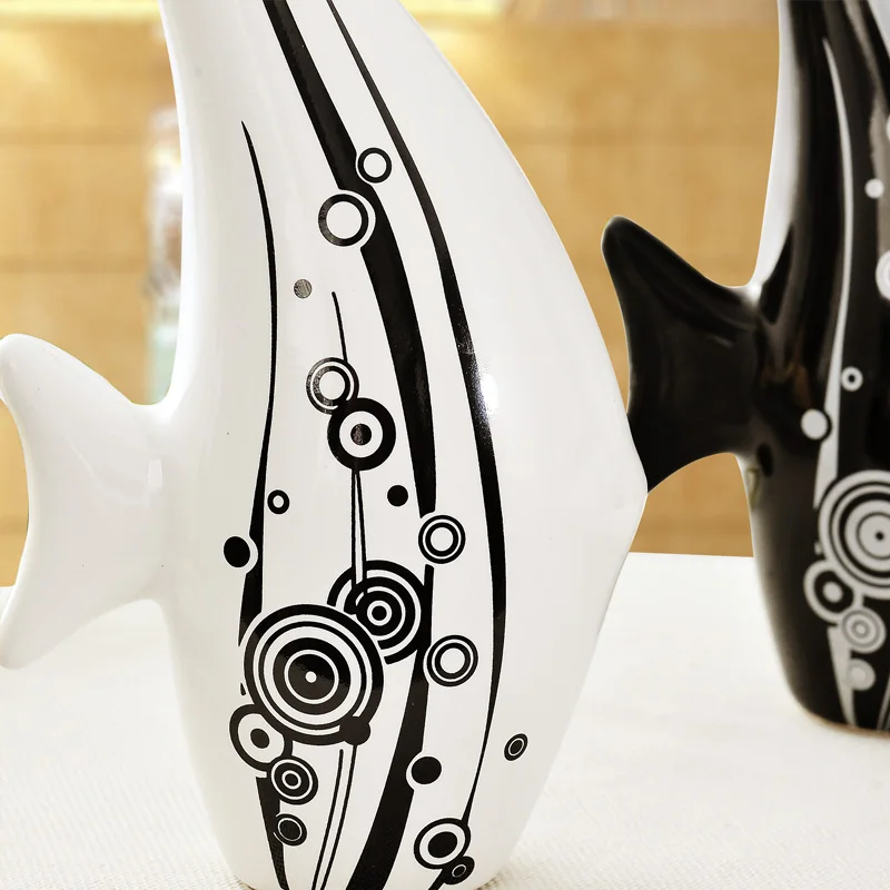 2 шт. современные модные фарфоровые статуэтки Kiss fish украшения для дома керамика с