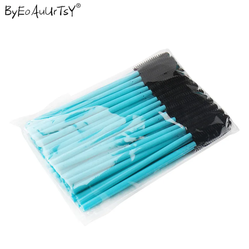 Blue Black 200 шт Силиконовые кисти для наращивания ресниц для макияжа одноразовая тушь для ресниц палочки для наращивания ресниц - Handle Color: Blue Black