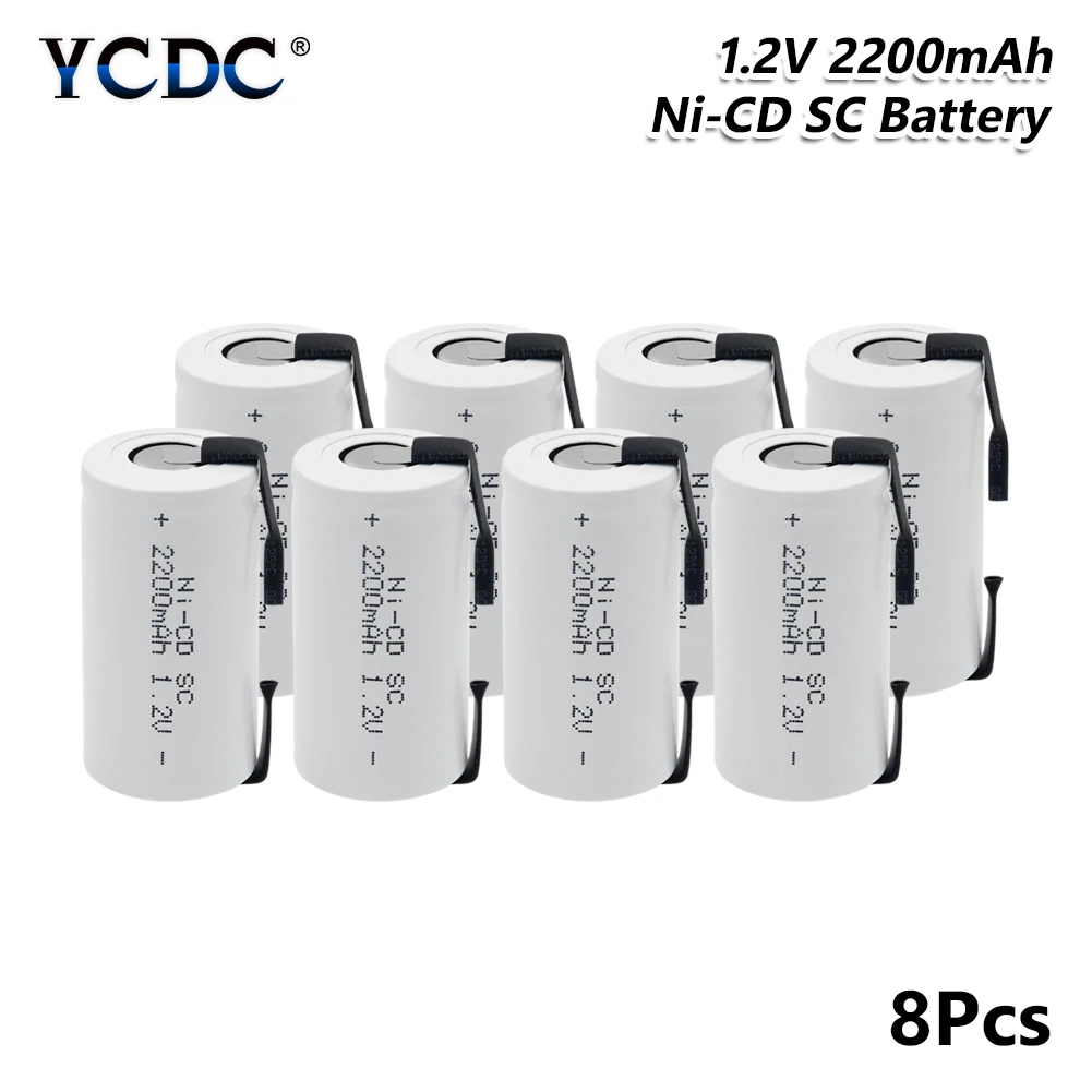 8 PCS YCDC высокая сила тока Sub C SC Ni-Cd Li-Po литий-полимерный аккумулятор 1,2 в 2200 мАч аккумуляторные батареи со сварочными вкладками - Цвет: 8 PCS