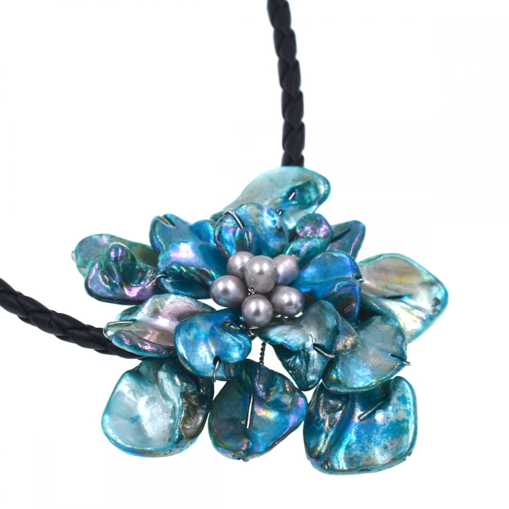 New Arrival Fashion Jewelry Gray Freshwater Pearl and Turquoises Shell Pendant Necklace for womens Hot Sell | Украшения и
