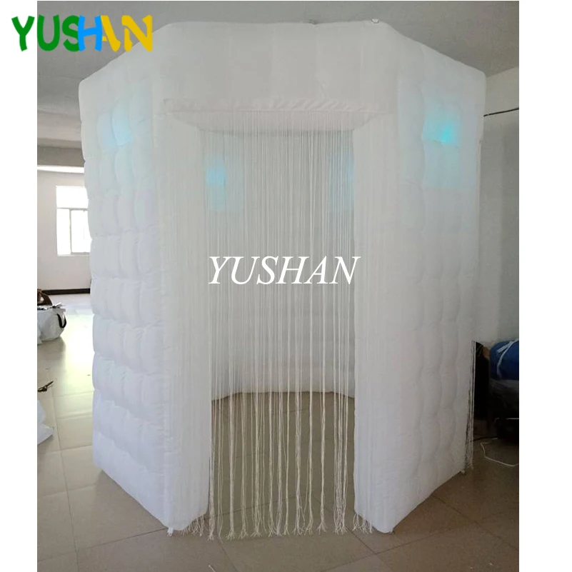 

2 doors white&black inflatable octagon photo booth with Roof LED bulb lights and Air blower Inflatable Tent For Party decoration